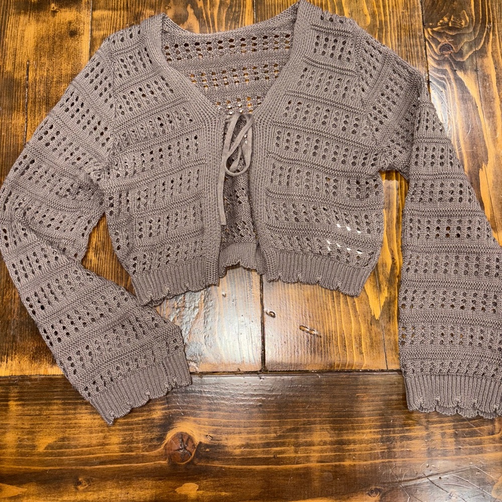 SHEIN Crochet Knit Cardigan - Brown